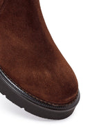 Woman Brown Thick-Soled Suede Chelsea Boots | Derimod