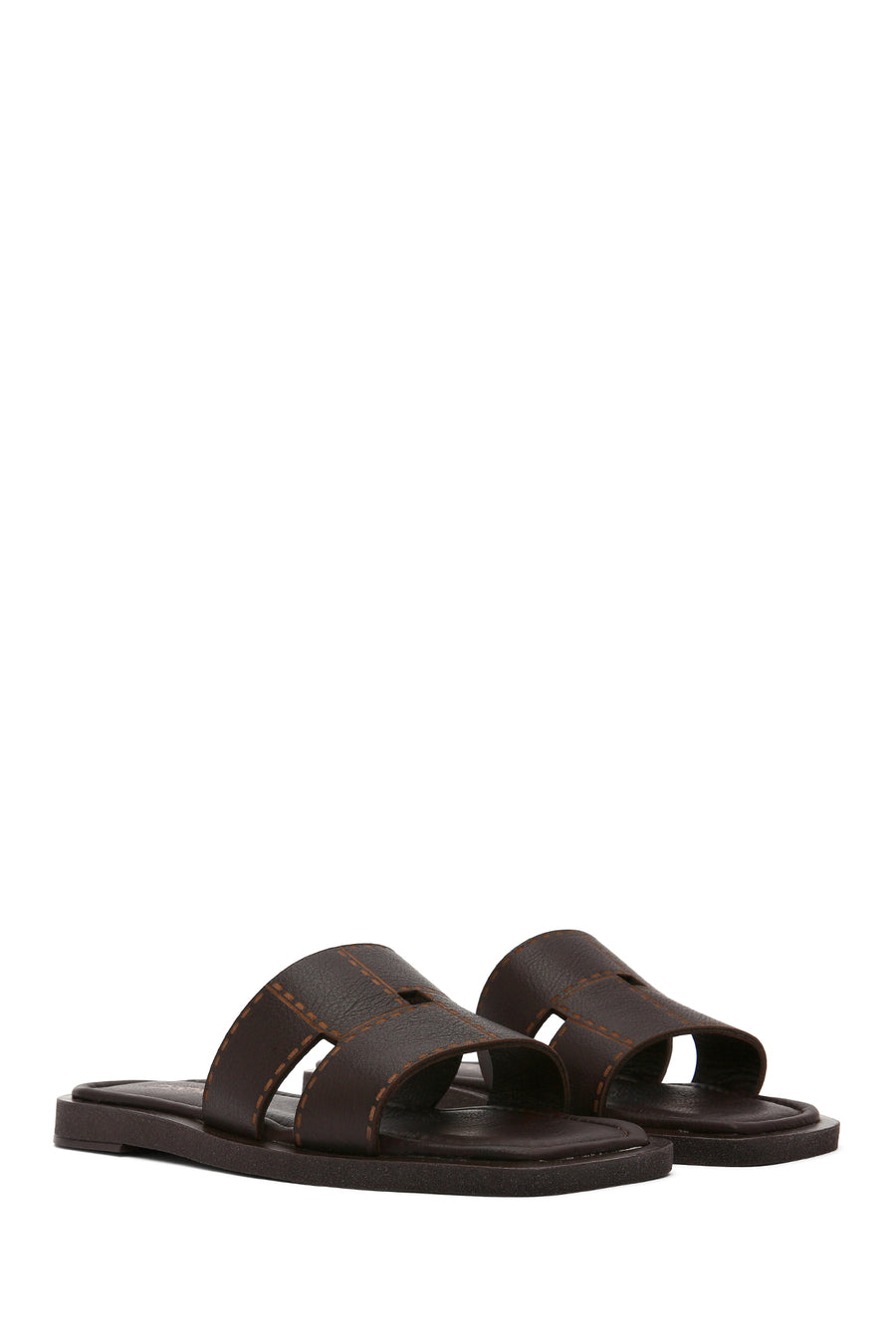 Women's Brown Leather Slippers