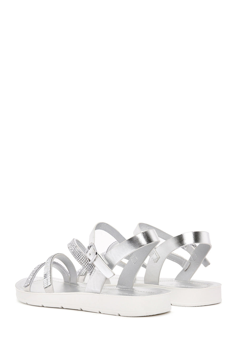 Women's Silver Ankle Strap Sandals