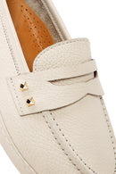 Women's Beige Leather Loafer | Derimod