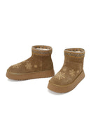 Woman Taba Patterned Suede Teddy Boots | Derimod