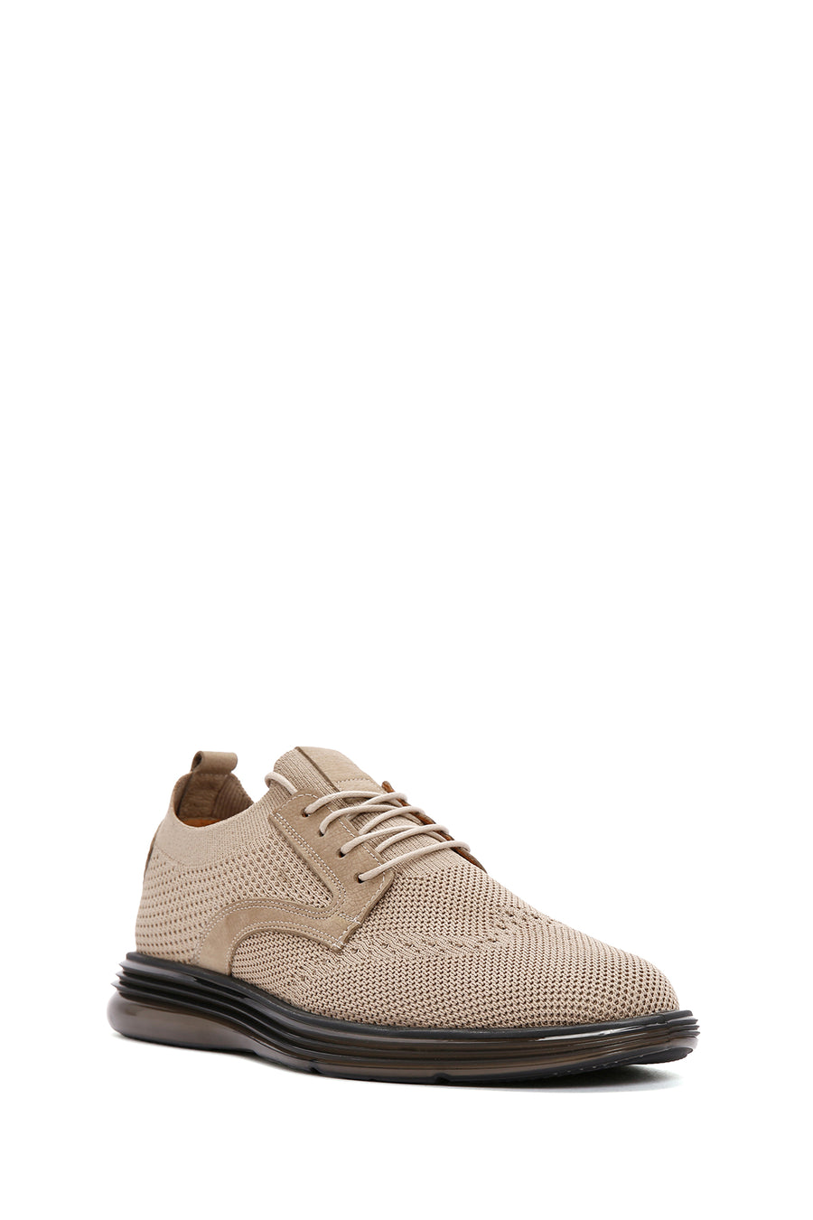 Men's Mink Thick Sole Nubuck Detailed Lace Up Fabric Sneaker