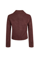 Cassandra Woman Burgundy Slim-Fit Suede Leather Jacket | Derimod