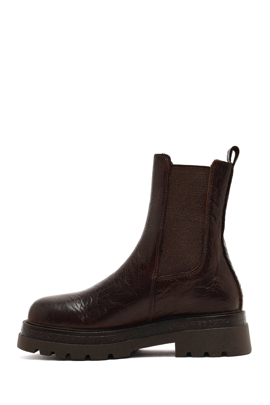 Woman Brown Thick-Soled Leather Chelsea Boots