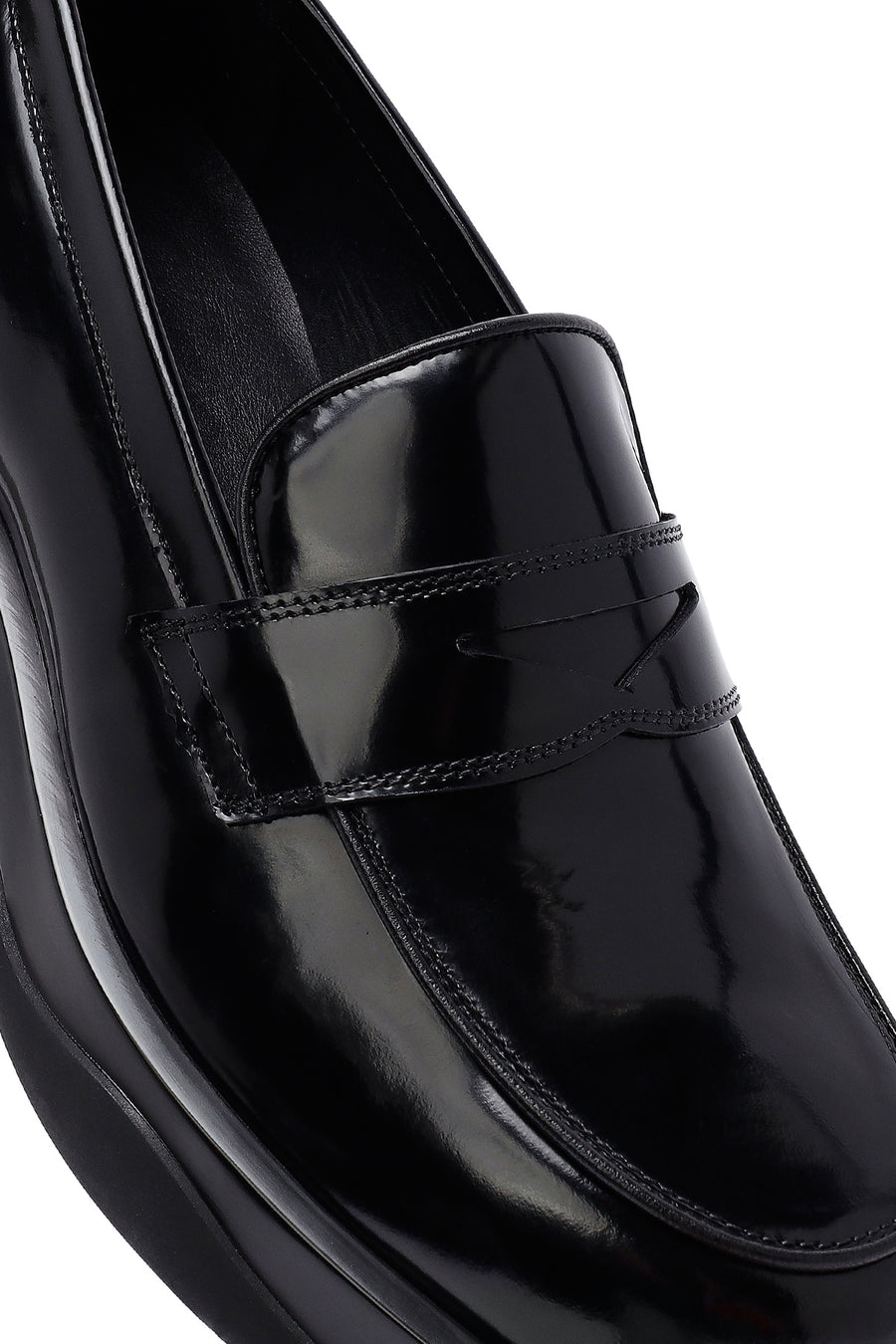 Male Black Thick-Soled Leather Loafer