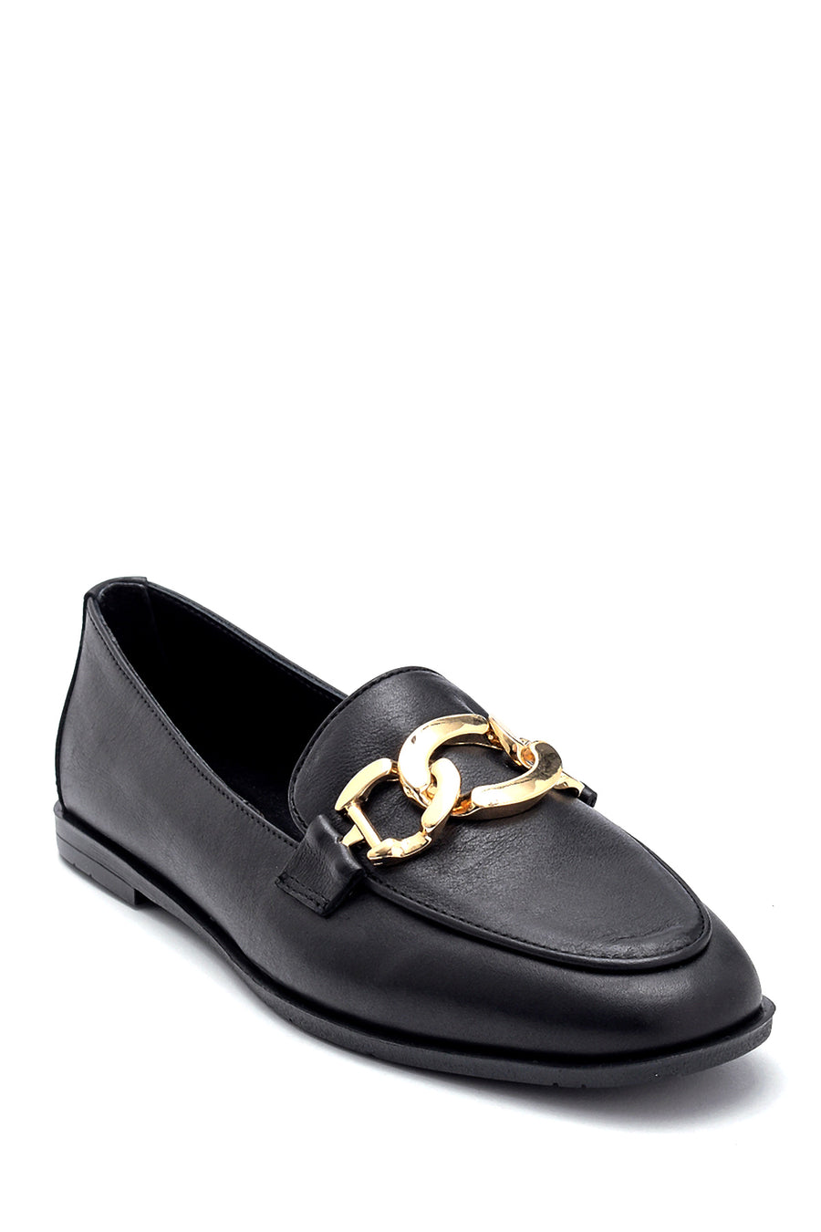 Kadın Deri Zincir Detaylı Loafer