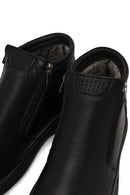 Male Black Zip Closure Leather Boots | Derimod