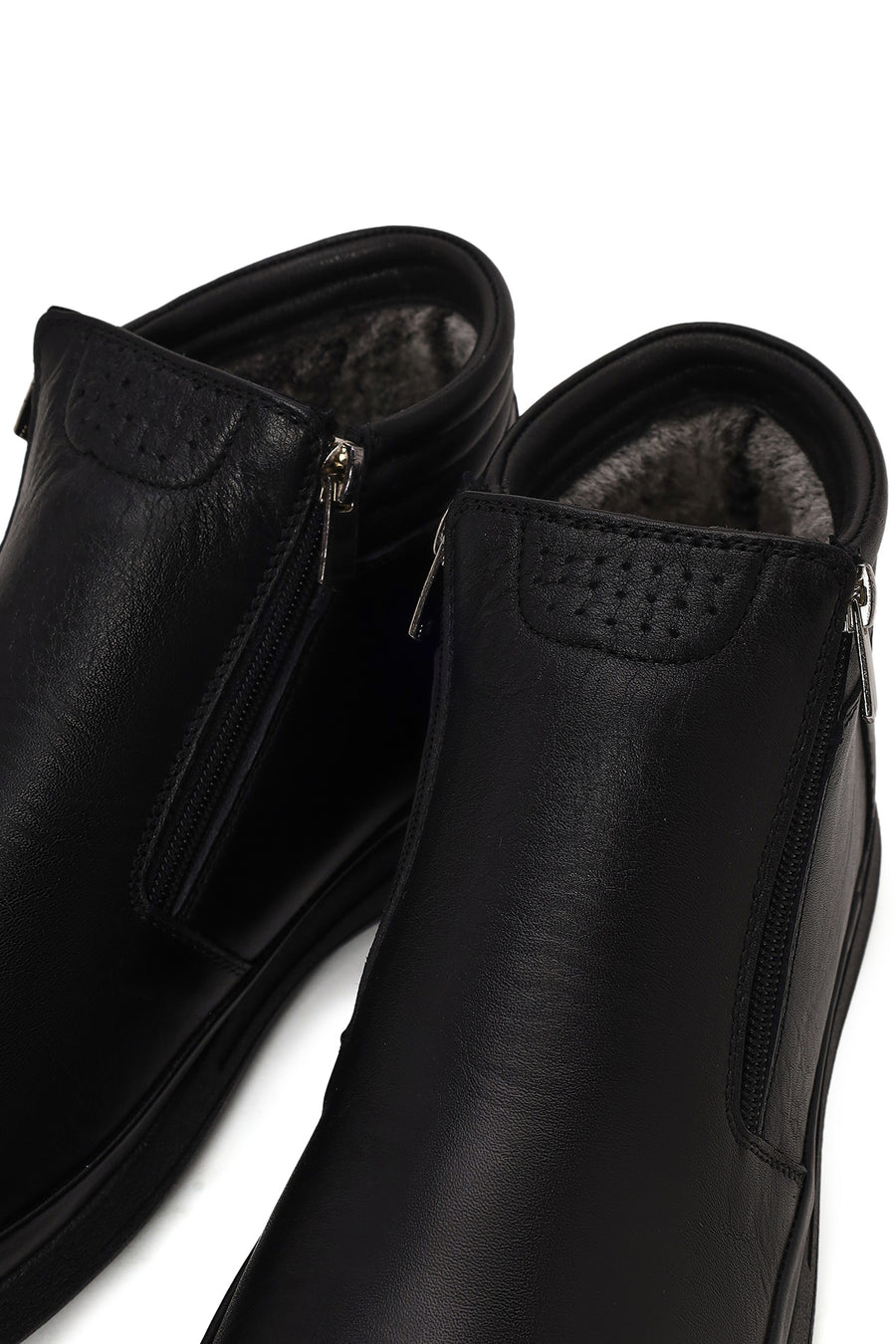 Male Black Zip Closure Leather Boots