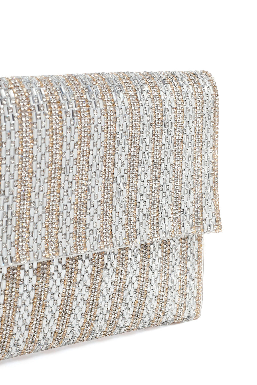 Woman Silver Chain-Strap Stone-Embellished Evening Bag