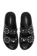 Women's Black Straw Slippers | Derimod