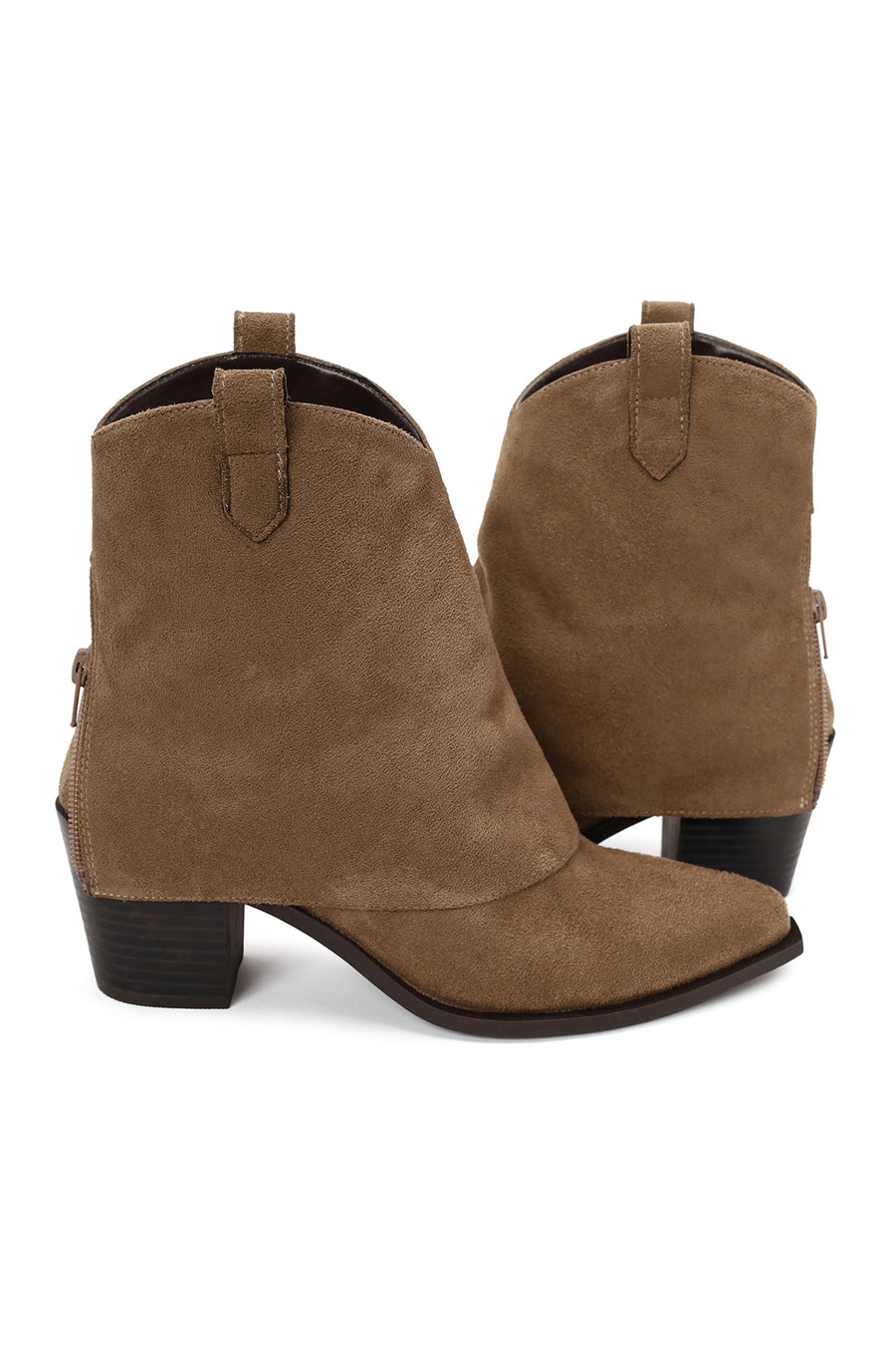 Woman Mink Thick-Heeled Suede Boots