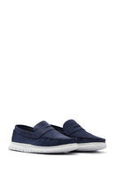 Men's Navy Blue Nubuck Leather Loafer | Derimod