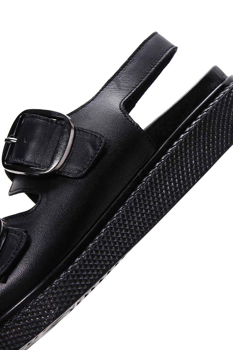 Kadın Siyah Deri Çift Tokalı Comfort Sandalet