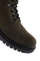 Men's Khaki Zippered Nubuck Leather Boots | Derimod