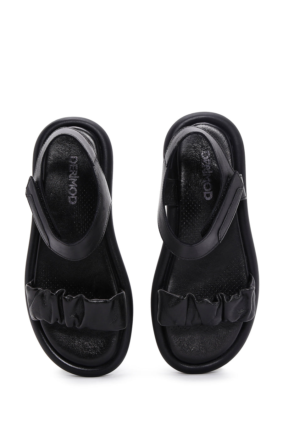 Kadın Siyah Deri Comfort Sandalet