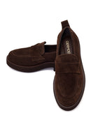 Kadın Koyu Vizon Süet Deri Maskülen Loafer | Derimod