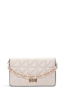 Women's Cream Long Strap Quilted Crossbody Bag | Derimod