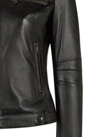 Lesi Woman Black Short Leather Jacket | Derimod