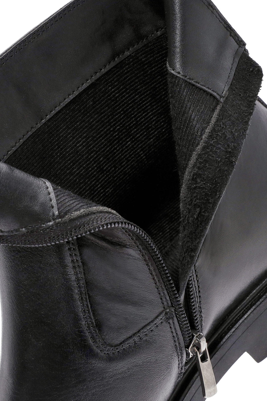 Men's Black Zippered Leather Casual Boots