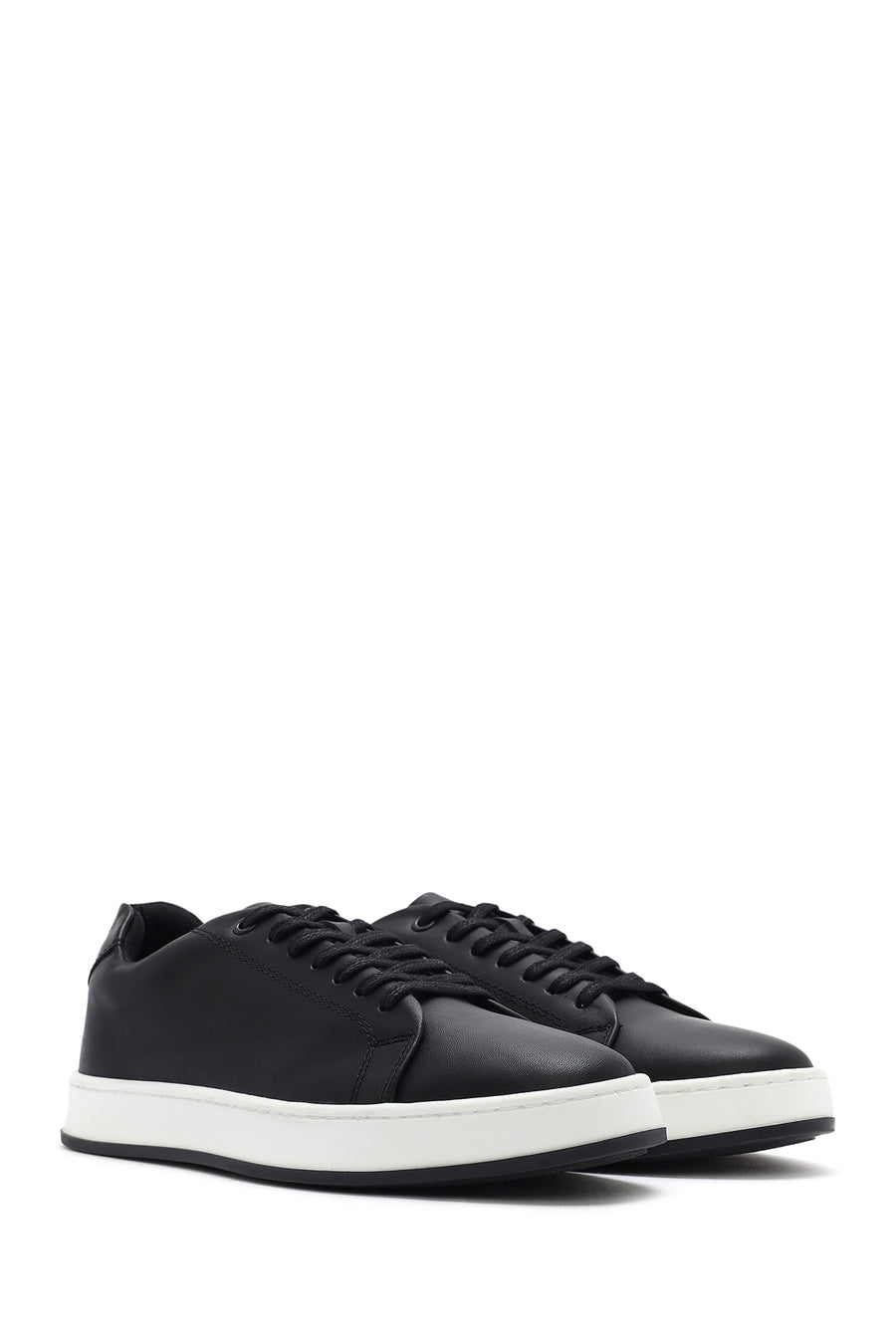 Men's Black Lace-up Leather Sneaker