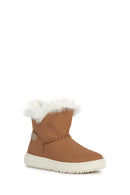 Geox Girls Tan Theleven Suede Leather Outdoor Boots | Derimod