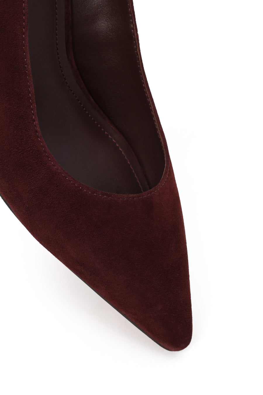 Woman Burgundy Short Thin-Heeled Suede Stiletto
