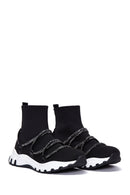 Women's Black Stone High Top Sneaker | Derimod