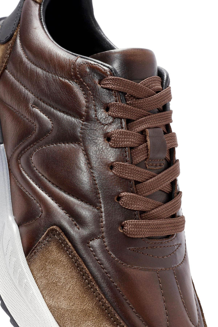 Men's Brown Lace-Up Leather Sneaker