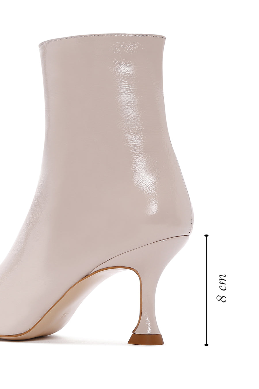 Women's Beige Patent Leather Thin Heeled Boots