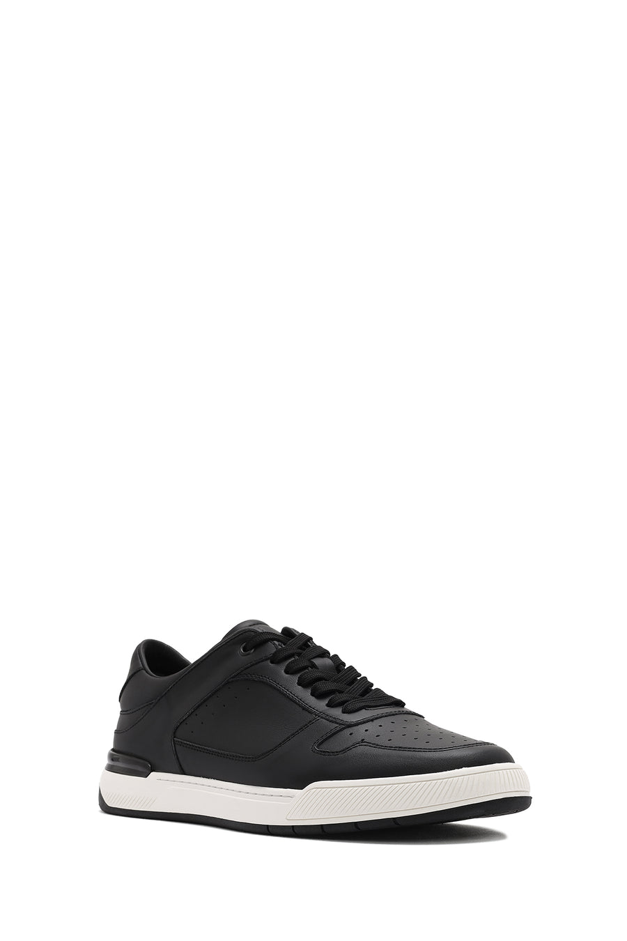 Erkek Siyah Bağcıklı Deri Sneaker