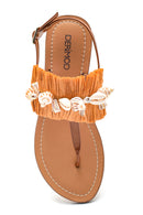 Women's Seashell Detailed Flip Flops Sandals | Derimod