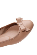 Women's Beige Leather Bow Ballerina Ballerinas | Derimod