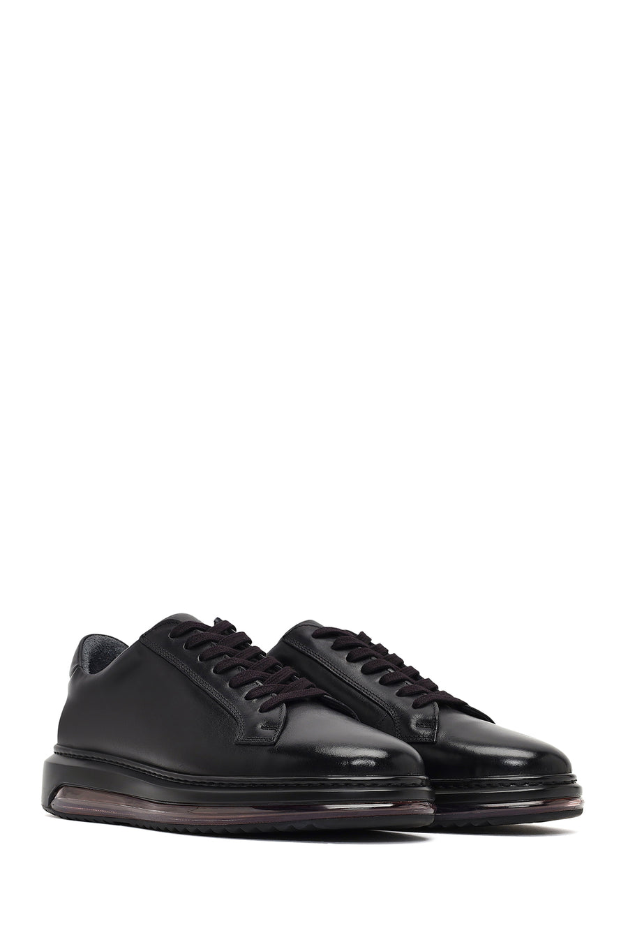 Male Black Lace-Up Leather Sneaker