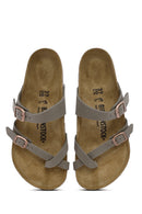 Birkenstock Women's Mink Mayari Bf Flip Flops Nubuck Slippers | Derimod