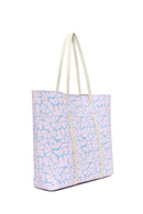 Woman Blue Printed Shoulder Bag | Derimod