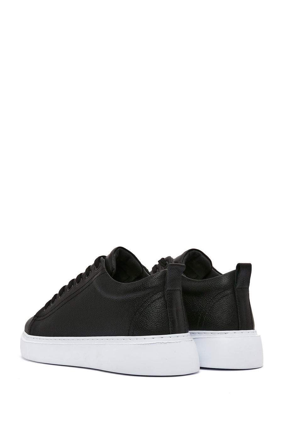 Men's Black Thick Sole Lace Up Leather Sneaker