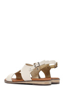 Women's Beige Ankle Strap Leather Bodrum Sandals | Derimod