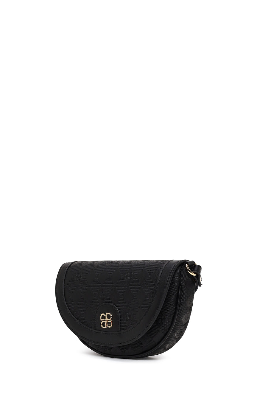 Woman Black Long-Strap Printed Mini Crossbody Bag