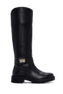 Geox Women's Black Zippered Leather Boots | Derimod