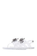 Women's White Jelly Transparent Stone Flip Flops Sandals | Derimod