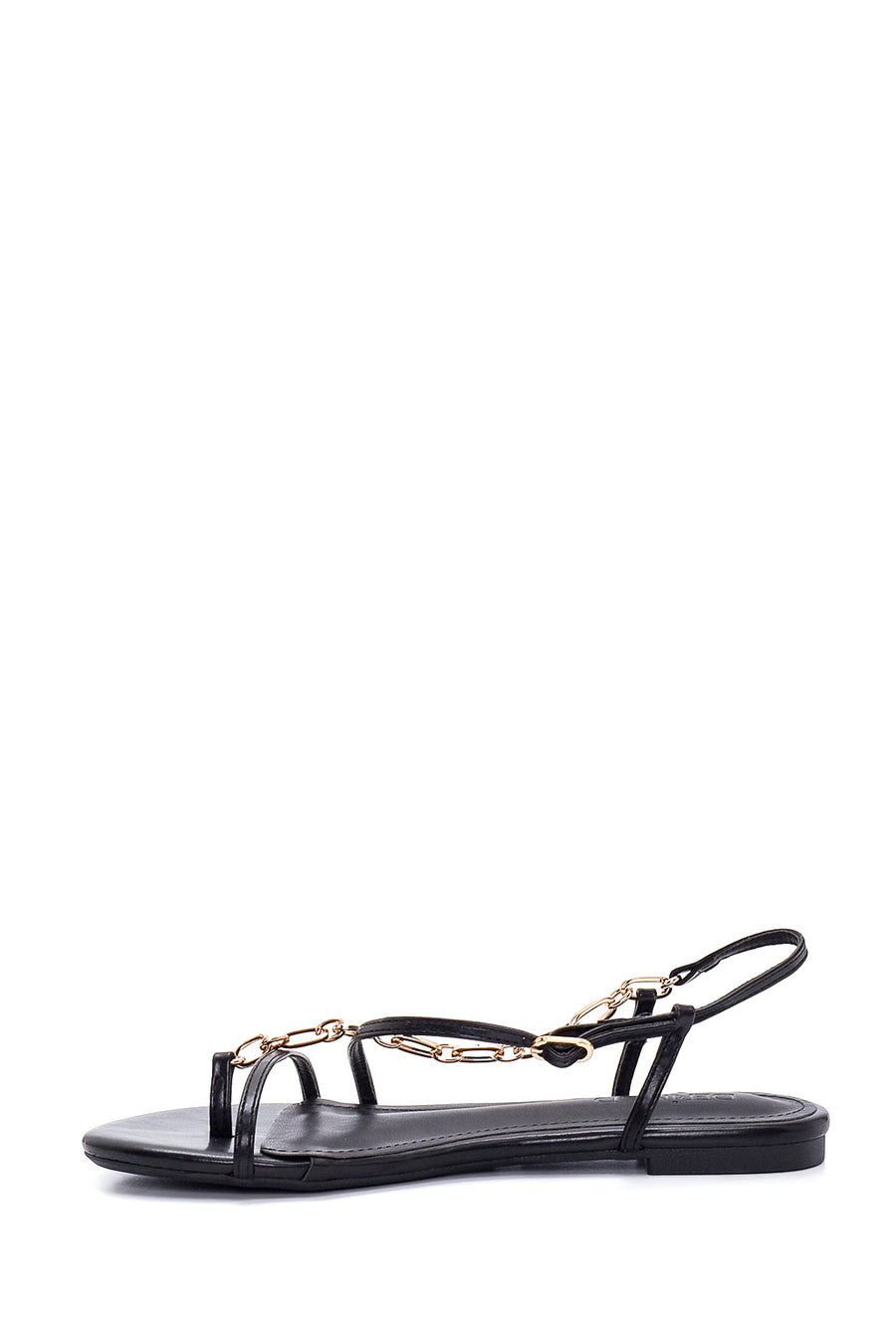 Women's Black Chain Detailed Sandals