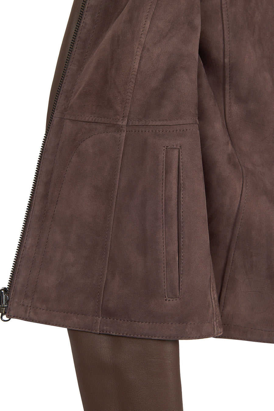 Lucy Woman Gray Double-Sided Leather Suede Jacket