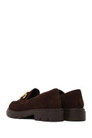 Woman Brown Buckled Suede Masculine Loafer | Derimod