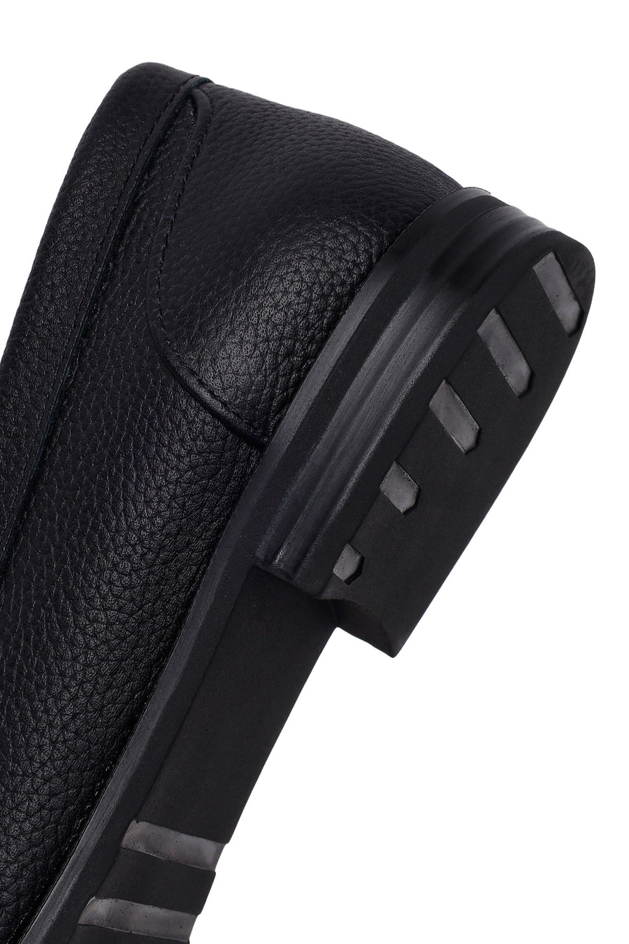 Woman Black Buckled Masculine Leather Loafer