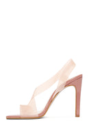 Women's Powder Transparent Heeled Sandals | Derimod