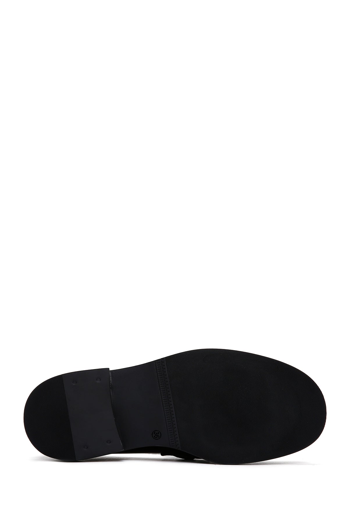 Kadın Siyah Deri Rugan Maskülen Klasik Loafer