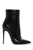 Women's Black Leather Thin Heeled Boots | Derimod