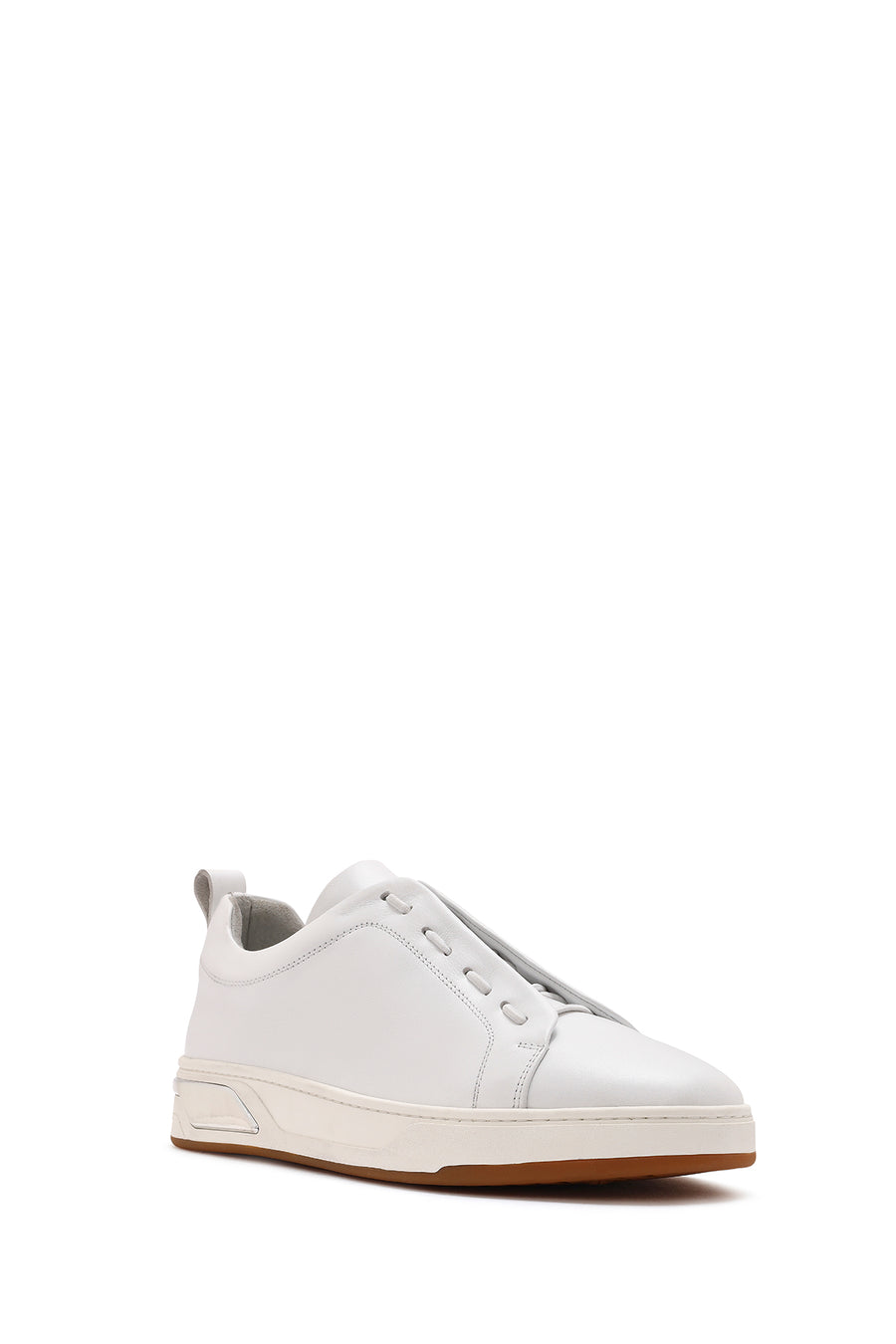 Men's White Lace-up Leather Sneaker