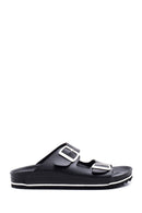 Women's Black Double Buckle Slippers | Derimod