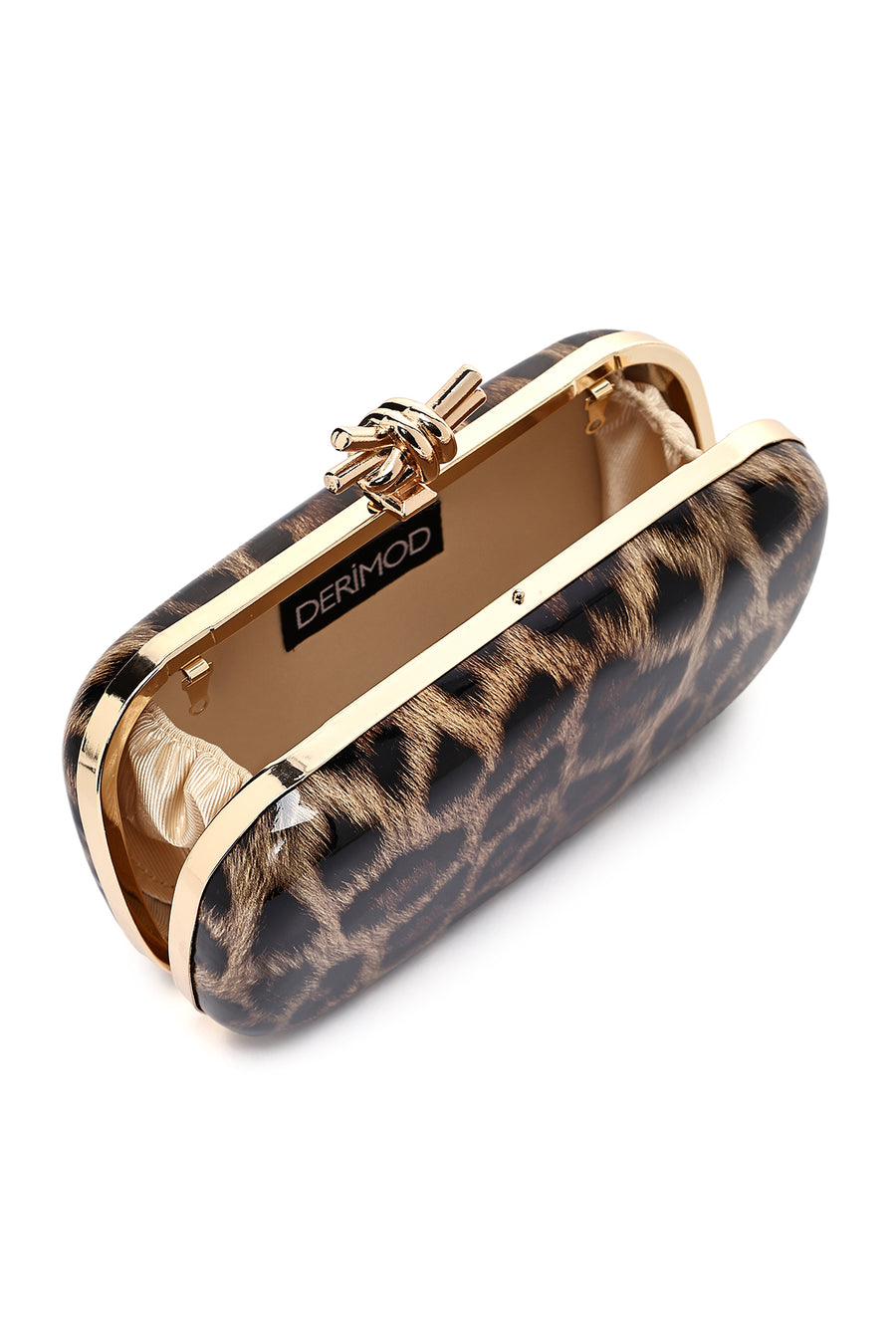 Kadın Leopar Desenli Uzun Zincir Asklı Mini Kutu Abiye Çanta
